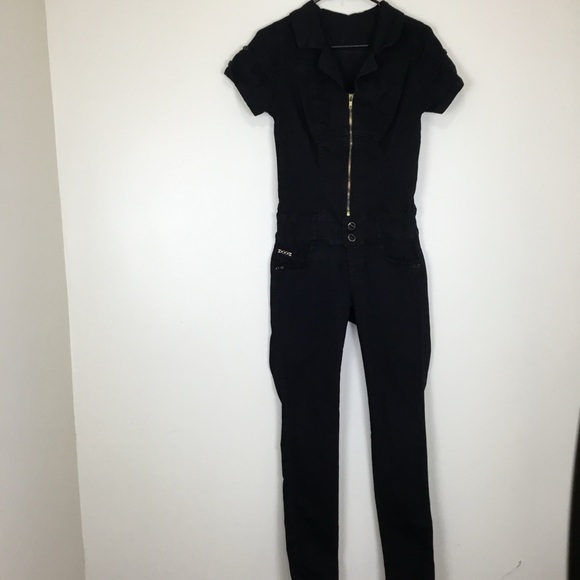 Marcondo  Jeans Black Denim Jumpsuit Size 10 Skinny - Picture 1 of 10